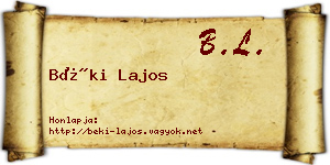 Béki Lajos névjegykártya